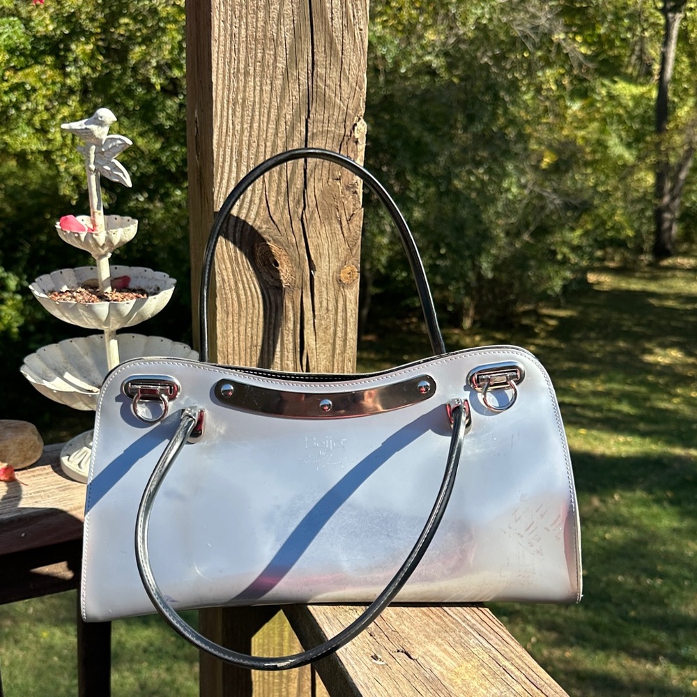Beijo Shiny Silver Shoulder Bag